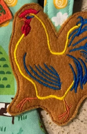Stitch-out: Rooster Appliqué Machine Embroidery Digitized Design Pattern Embroidered on Thick Fabric
