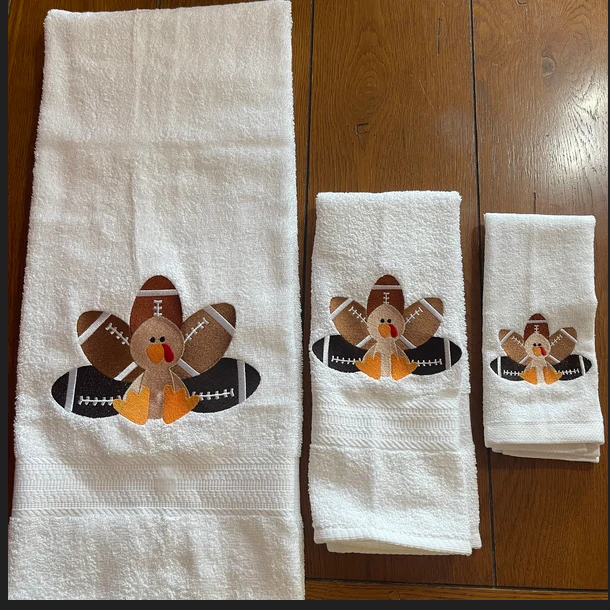 Stitch-out: Football Turkey Machine Embroidery Design Embroidered on Towels