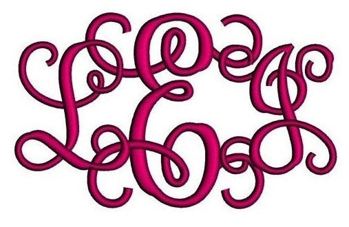 Interlocking Monogram Font Embroidery