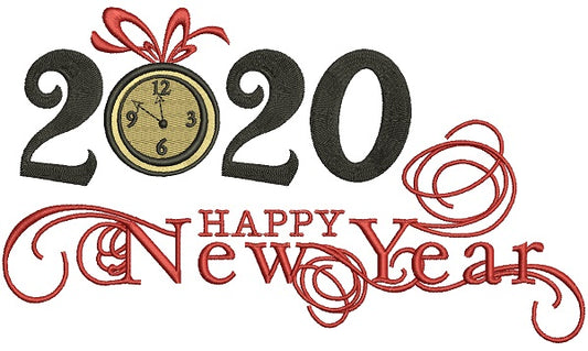 2020 Happy New Year Filled Machine Embroidery Design Digitized Pattern