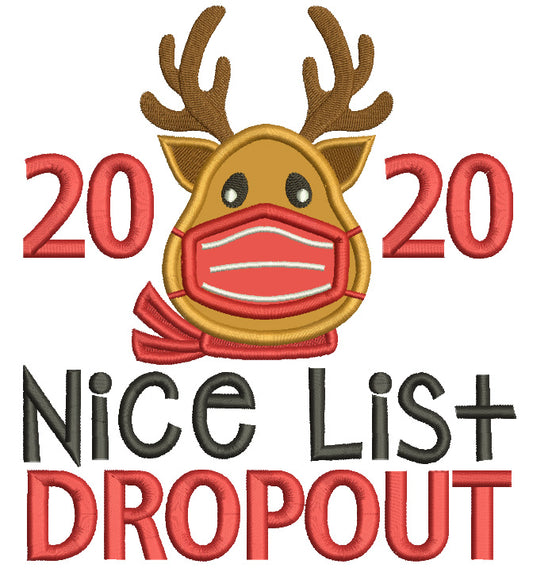 2020 Nice List Dropout New Year Applique Machine Embroidery Design Digitized Pattern