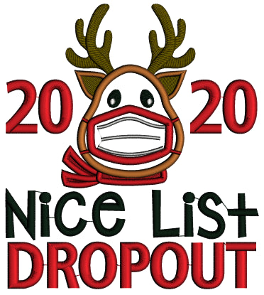 2020 Nice List Dropout New Year Applique Machine Embroidery Design Digitized Pattern