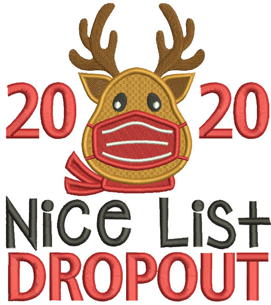2020 Nice List Dropout New Year Filled Machine Embroidery Design Digitized Pattern