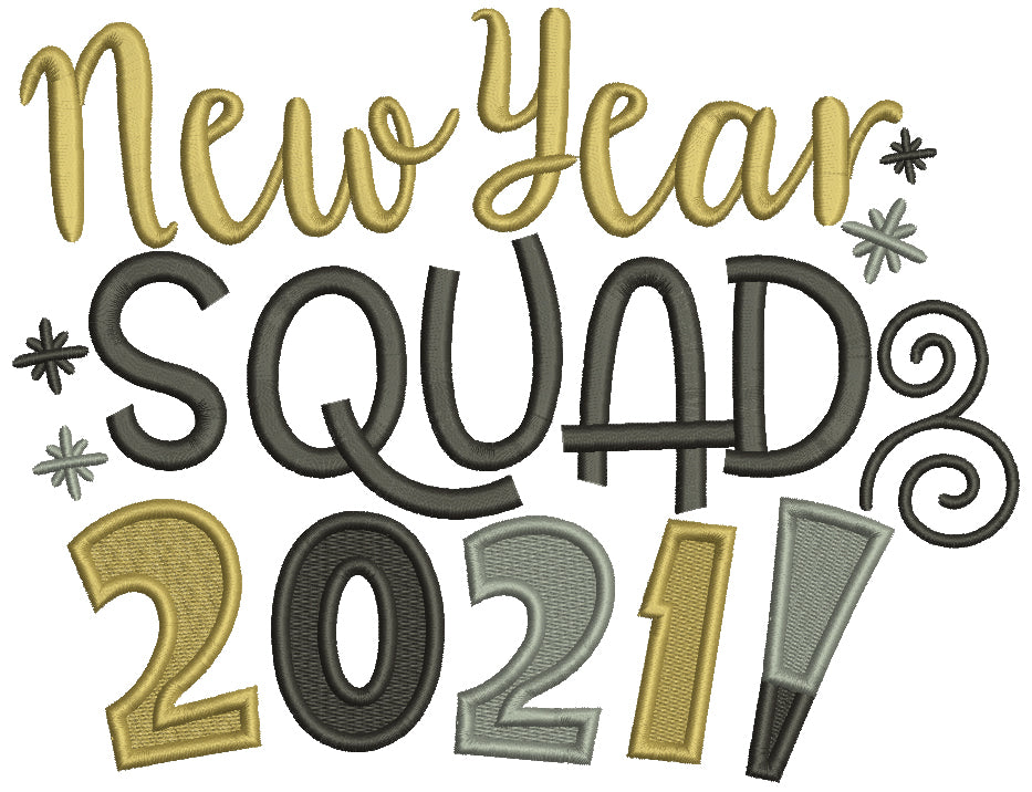 2021 New Year Squad Filled Machine Embroidery Design Digitized Pattern