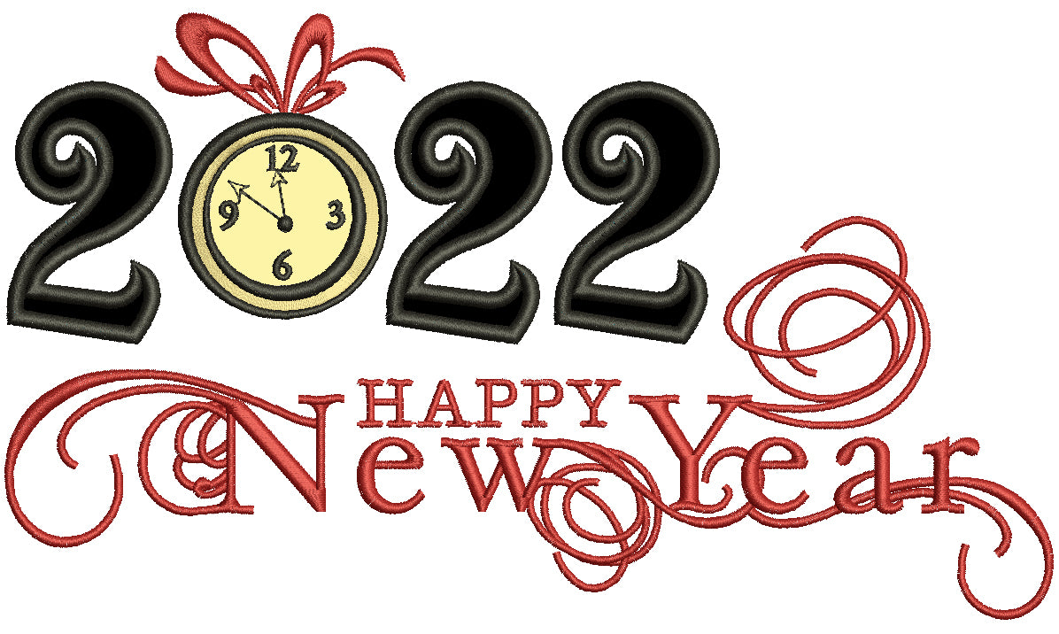 2022 Happy New Year Applique Machine Embroidery Design Digitized Pattern