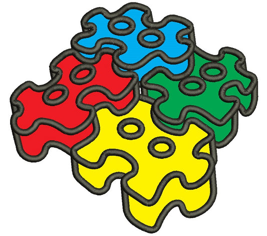 3D Autism Awareness Puzzle Applique Machine Embroidery Design Digitized Pattern