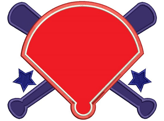 Baseball Two Bats And The Base Applique Machine Embroidery Design Digitized Pattern