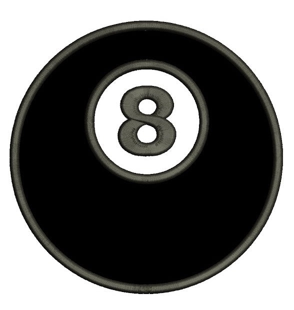 8 (Eight) Ball Billiard (Pool) Applique Machine Embroidery Digitized Design Pattern - Instant Download - comes in three sizes 4x4 , 5x7, 6x10 hoops