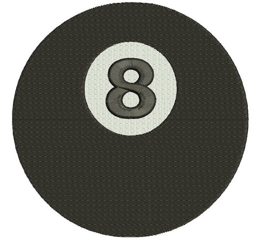 8 (Eight) Ball Billiard (Pool) Machine Embroidery Digitized Design Filled Pattern - Instant Download - comes in three sizes 4x4 , 5x7, 6x10 hoops