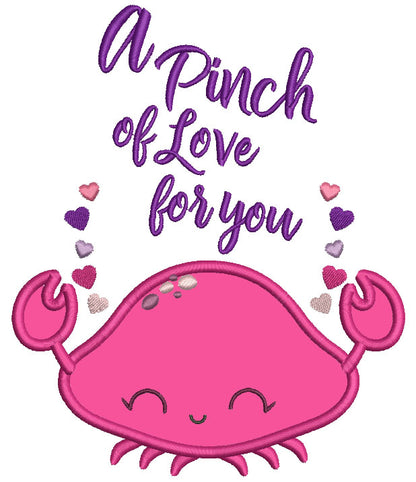 A Pinch Of Love For You Crab Valentine's Day Applique Machine Embroidery Design Digitized Pattern
