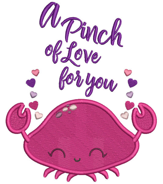 A Pinch Of Love For You Crab Valentine's Day Filled Machine Embroidery Design Digitized Pattern