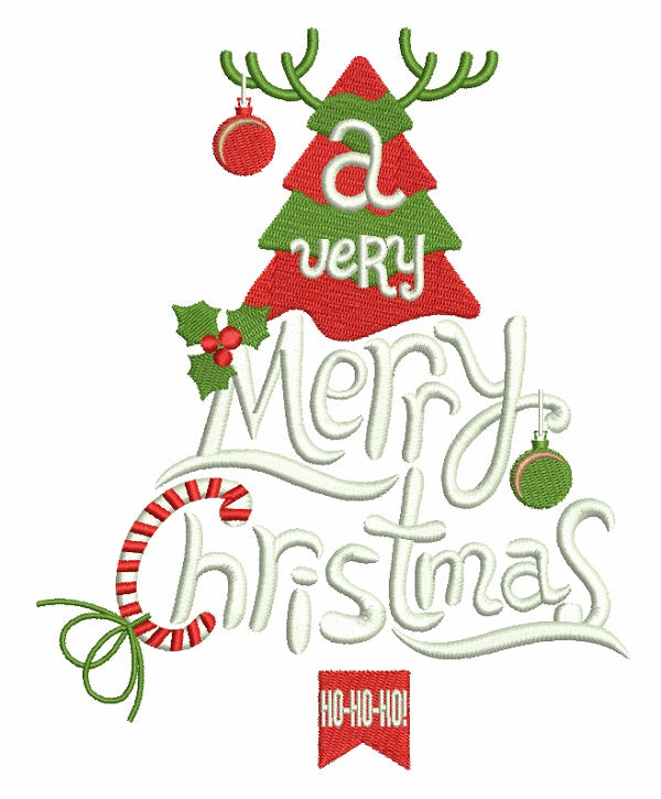 A Very Merry Christmas Ho Ho Ho Filled Machine Embroidery Design Digitized Pattern