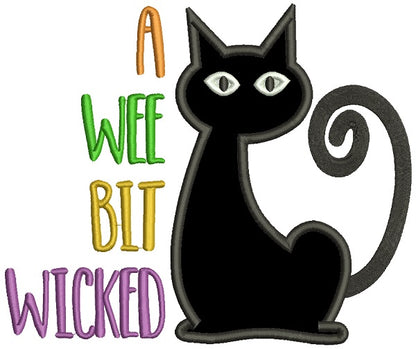 A Wee Bit Wicked Black Cat Applique Halloween Machine Embroidery Design Digitized Pattern