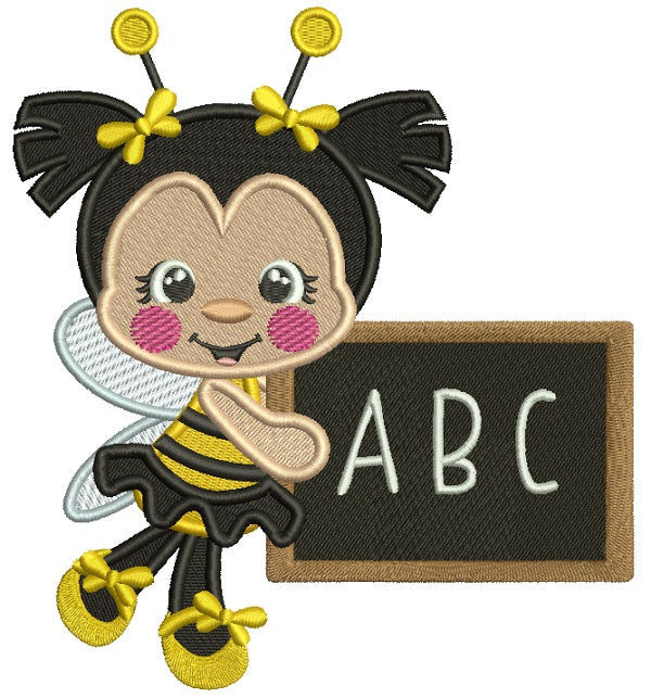 ABC Cute Little Bee School Filled Machine Embroidery Design Digitized Pattern