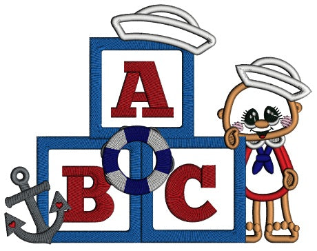 ABC Little Boy Sailor Nautical Applique Machine Embroidery Design Digitized Pattern