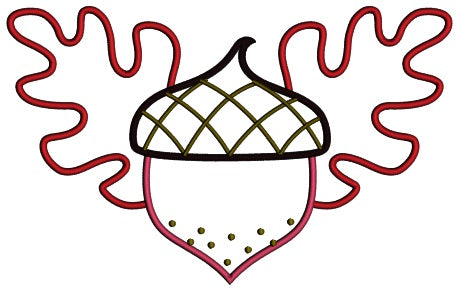 Acorn And Leaves Applique Machine Embroidery Design Digitized Pattern