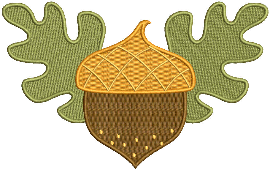 Acorn And Leaves Filled Machine Embroidery Design Digitized Pattern