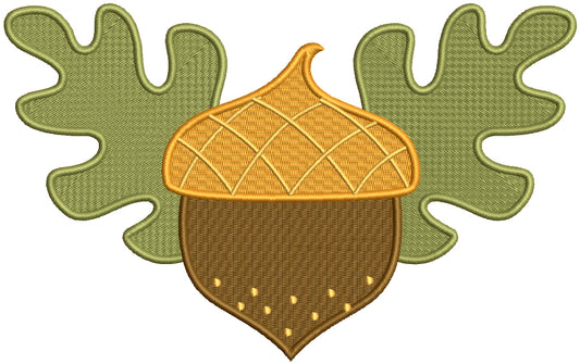Acorn And Leaves Filled Machine Embroidery Design Digitized Pattern