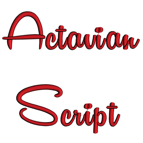 Actavian Script Machine Embroidery Font Upper and Lower Case 1 2 3 inches