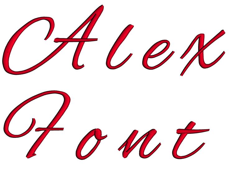 Alex Machine Embroidery Font Satin Upper and Lower Case 1 2 3 inches