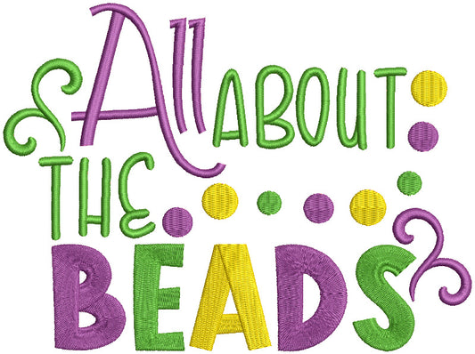 All About The Beads Mardi Gras Filled Machine Embroidery Design Digitized Pattern