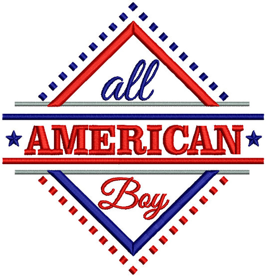 All American Boy Filled Machine Embroidery Design Digitized Pattern