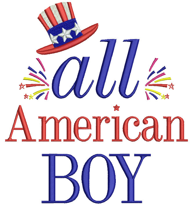 All American Boy USA Fileld Machine Embroidery Digitized Design Pattern