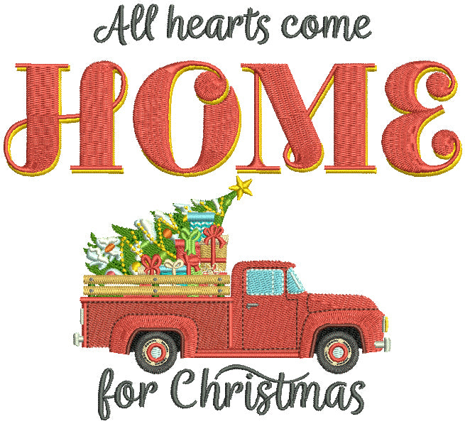 All Hearts Come Home For Christmas Filled Machine Embroidery Design Digitized Pattern
