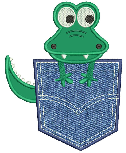 Alligator Pocket Applique Machine Embroidery Design Digitized Pattern