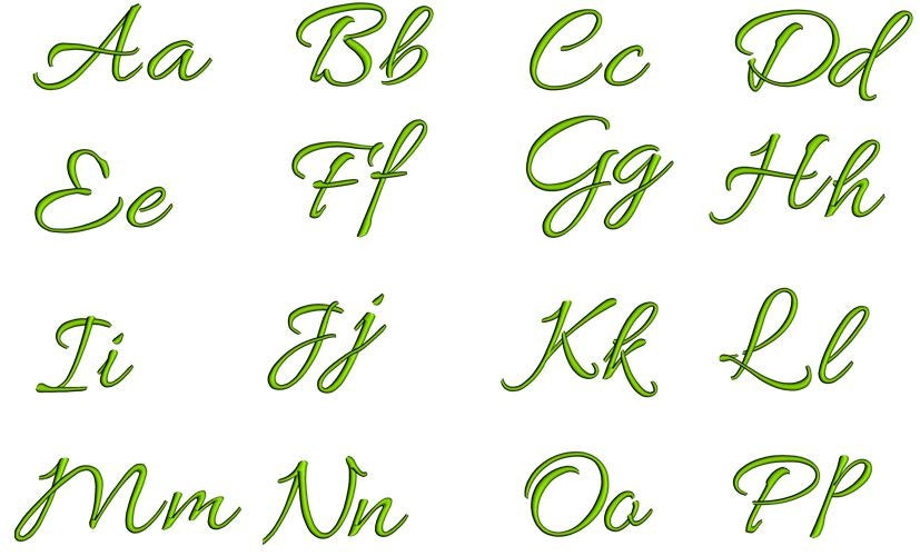Allura Satin Script Machine Embroidery Font Upper and Lower Case 1 2 3 ...