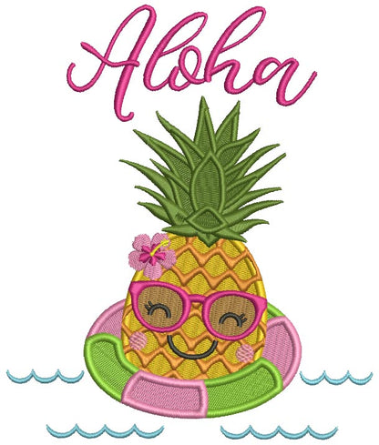 Aloha Pineapple In The Sea Applique Machine Embroidery Design Digitized Pattern