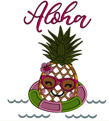 Aloha Pineapple In The Sea Applique Machine Embroidery Design Digitized Pattern
