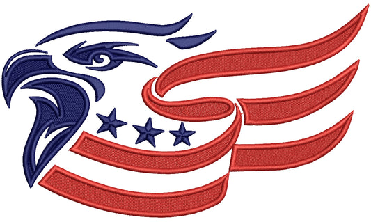American Eagle With Stars Patriotic 4th Of July Filled Machine Embroidery Design Digitized Pattern