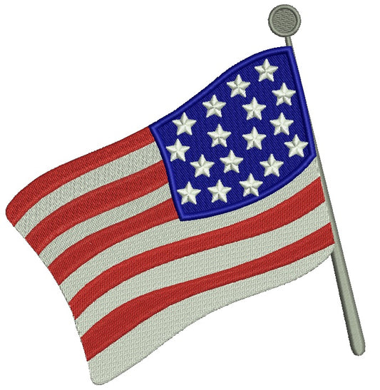American Flag Filled Machine Embroidery Digitized Design Pattern