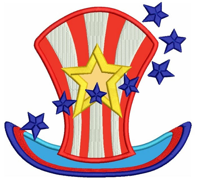 American Flag Hat 4th of July Independence Day Applique Machine Embroidery Digitized Design Pattern