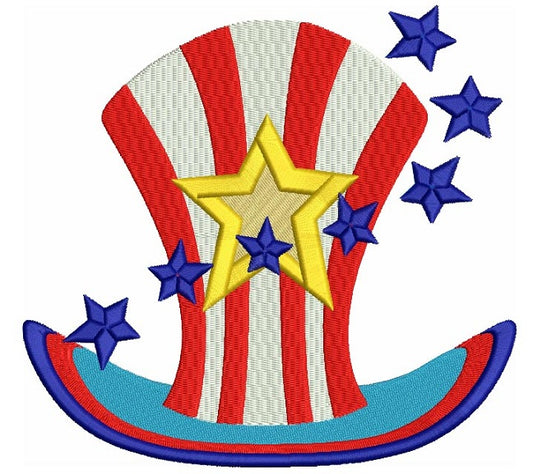 American Flag Hat 4th of July Independence Day Filled Machine Embroidery Digitized Design Pattern