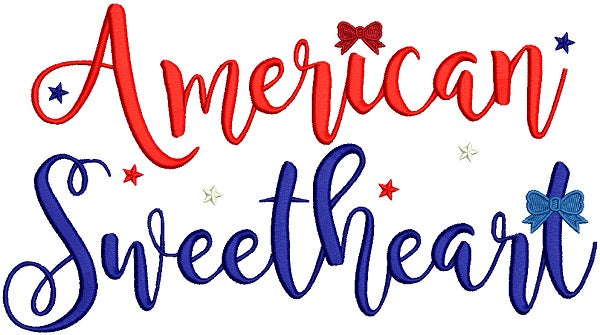 American Sweetheart Filled Machine Embroidery Design Digitized Pattern
