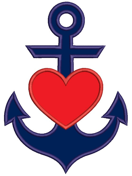 Anchor With Heart Marine Applique Machine Embroidery Design Digitized Pattern