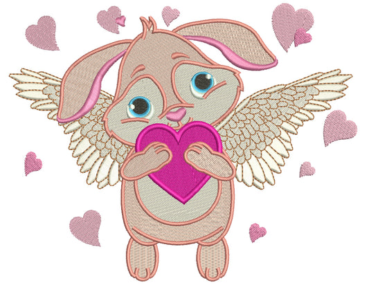 Angel Bunny With Wings Filled Machine Embroidery Design Digitized Pattern