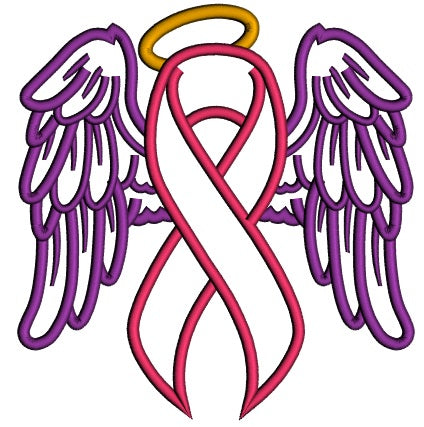 Cancer awareness ribbon being held by angel tattoo idea | TattoosAI