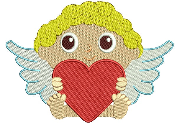 Angel With Big Heart Filled Machine Embroidery Design Digitized Pattern