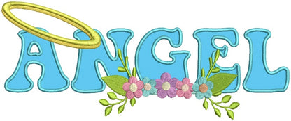 Angel With Flowers Applique Machine Embroidery Design Digitized Pattern
