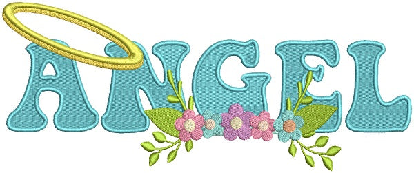 Angel With Flowers Filled Machine Embroidery Design Digitized Pattern
