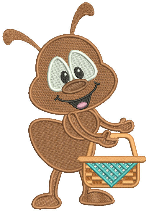 Ant With Picnic Basket Filled Machine Embroidery Digitized Design Pattern