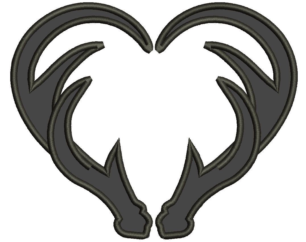 Antlers Heart Applique Hunting Machine Embroidery Digitized Design Pattern