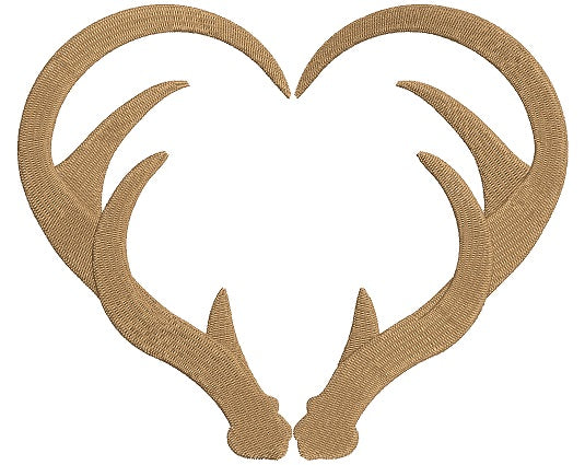 Antlers Heart Filled Hunting Machine Embroidery Digitized Design Pattern