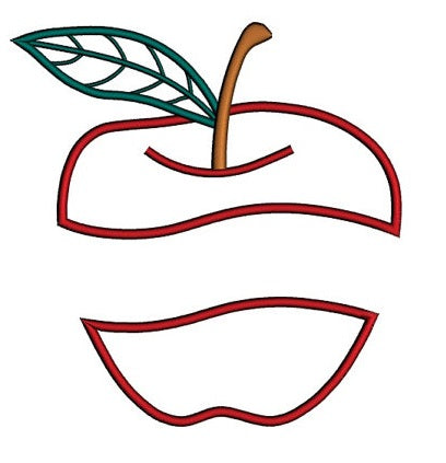 Apple Applique machine embroidery digitized design pattern - Instant Download -4x4 , 5x7, and 6x10 hoops