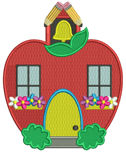 Apple School Filled Machine Embroidery Design Digitized Pattern