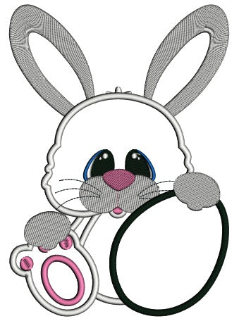 Autism Awareness Easter Bunny With Egg Applique Machine Embroidery Design Digitized Pattern