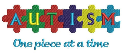 Autism Awareness One Piece of the time Machine Embroidery Digitized Design Filled Pattern - Instant Download - 4x4 , 5x7, and 6x10 -hoops